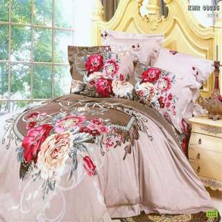 4pc Floral Queen/King Duvet Comforter Bedding Set N37  