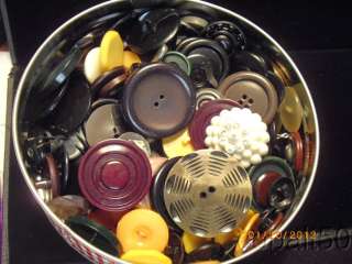 Tin of Vintage Button is a Nice Assortment of Bakelite Rhinestone 