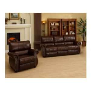  Ashley Italian Leather Sofa and Armchair in Burgundy By 