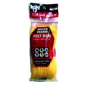 Rope King HBP 1450Y Hollow Braided Poly Rope   Yellow   1/4 inch x 50 