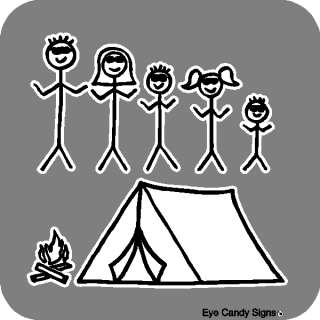 Camping Family Stick People Car Decals Stickers  