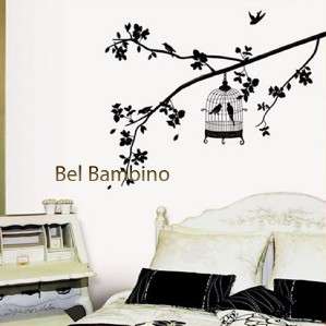 LARGE BLACK BIRD CAGE   Removable Wall Stickers Decals  