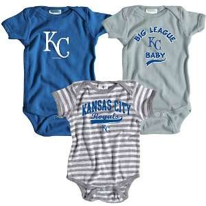  Kansas City Royals 3 Pack Boys Big League Baby Creeper Set 