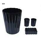 4pc BATH SET BLACK WASTEBASKET/SO​AP DISH/CUP/T BRU​SH