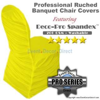 Premium Ruched Chair Cover in Yellow Spandex Weddings and Parties Case 