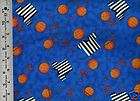 Cranston Quilt Shop ~ 34x 45 BASKETBALL BALLS HOOPS ~ 100% Cotton 