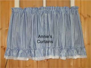 Country Gingham Check Ruffled Curtain Tiers Cafes  