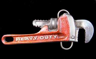 Very cool three dimensional Pipe Wrench belt buckle. The buckle is 