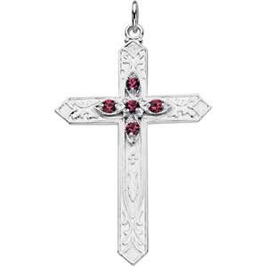 Sterling Silver Cross Imitation Birthstones Religious  