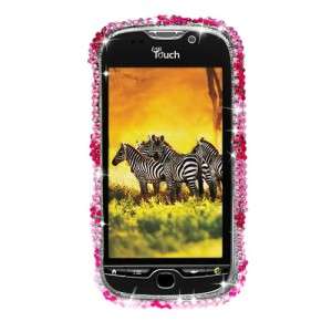 For HTC MYTOUCH 4G FULL DIAMOND CASE Hot Pink Zebra Pattern Bling 