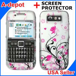 Straight Talk Nokia E71 Pink Vines Hard Snap On Case Cover +Screen 
