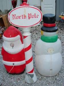 Vintage Christmas Blow Molds Santa Snowman Plastic Yard Decor USA 