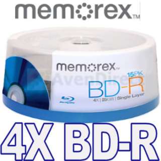   Memorex 4X Logo Blu ray BD R 135min 25GB Discs Cakebox fast shipping