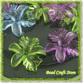 30pcs Plastic Green/Purpl/Blue Orchid Flower Beads  