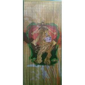  Bamboo Painted Door Curtain 90 Strand with Tiger Design 