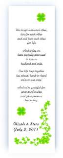   Custom Irish Green Shamrock Clover Wedding Bookmarks Favors  