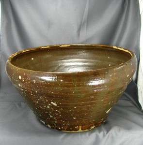 Vintage Signed Large Vermont Brown Pottery Bowl  