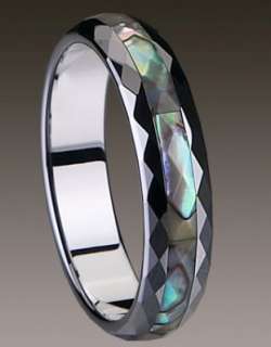 4MM ABALONE SHELL INLAY TUNGSTEN CARBIDE RING BAND 6  