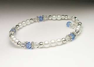 This blue bracelet features Decembers birthstone, light sapphire.
