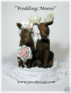 Moose Wedding cake topper Bride Groom reception 51MO  