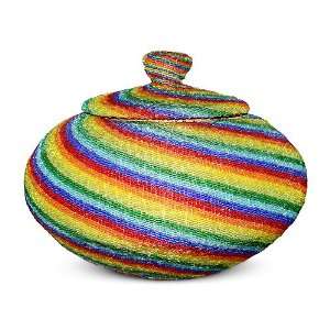    Sparkling Rainbow 1~Beaded Rattan Basket~Unique Art