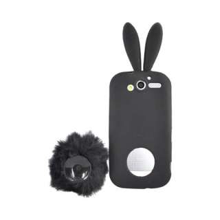 For T Mobile MyTouch 4G Black Bunny Rubber Skin Silicone Case Cover 
