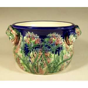  Blue Monet Open Bean Pot by Moonfire Pottery Kitchen 