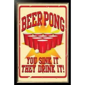 Beer Pong Framed Poster Print, 25x37