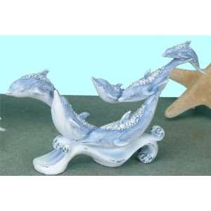  Bejeweled Marine Life Dolphin Family Swimming On Wave 