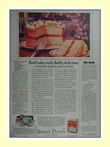 1927 Swan Down Cake Flour vintage print AD  