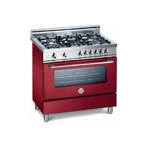 Bertazzoni Burgundy 36 Five Burner Gas Range  Kitchen 