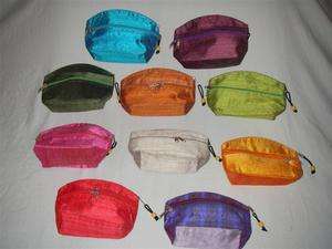   Hand Made Real 100% Raw Silk Make Up Bag Clutch Purse Handbag Cambodia