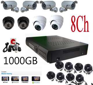 8ch CCTV DVR network home security camera system 1TBHD  