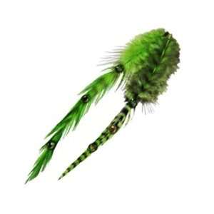   Green Feather Hair Extensions with Crystal Bling (2 Pack) Beauty