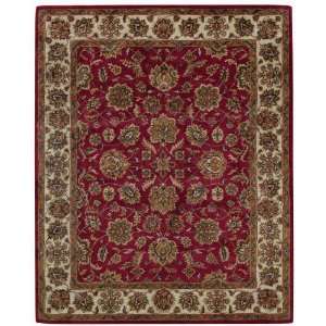  Piedmont Persian Red Floral Area Rug with Ivory Floral Border 