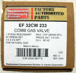Carrier/Bryant Combination Gas Valve EF32CW233 NIB  