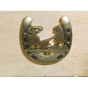  Horseshoe Team Roper Cabinet Knob/Pull Antique Brass
