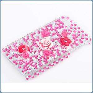 3D Rose Flower Bling Crystal Case Rhinestone Cover For iPhone 4 4G 4S 