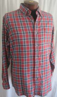   Cremieux Red Cotton Plaid w/ Navy Check Lining Sport Shirt L NEW $75