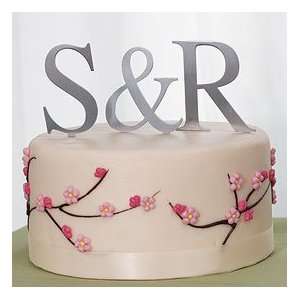    Brushed Silver Monogram Cake Top Letters 3