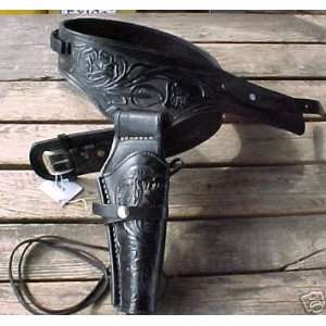 Black Genuine Leather Single Western Holster Cowboy Rig 38/357 Cal 
