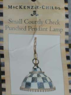 Mackenzie Childs COURTLY CHECK PUNCHED PENDANT LAMP SMALL NEW $225