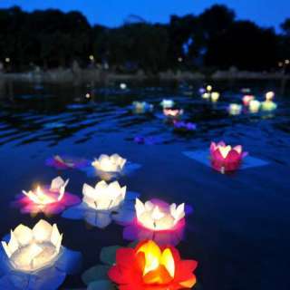 COLOR FLOWER lotus chinese lanterns wishing floating water light 