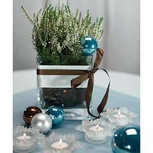  Snowflake Candle Holders   Frosted Glass