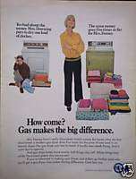 Vintage 1968 Gas vs Electric clothes dryer color ad  