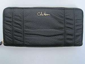 COLE HAAN BAILEY TRAVEL ZIP BLACK LEATHER WALLET NWT  