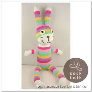Handmade Colorized Striped Sock Monkey Rabbit Stuffed Animals Baby Toy 