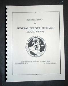TMC GPR 92 GPR92 Communications Receiver Manual HAM  