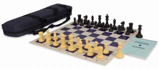 Conqueror Tournament Chess Set Package Black & Camel   Blue  