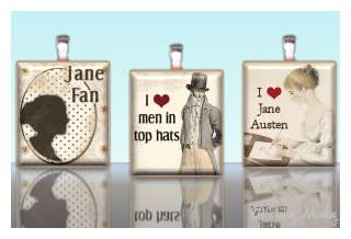 Scrabble Pendant JANE AUSTEN FAN 3 PC SET #2 Charm  